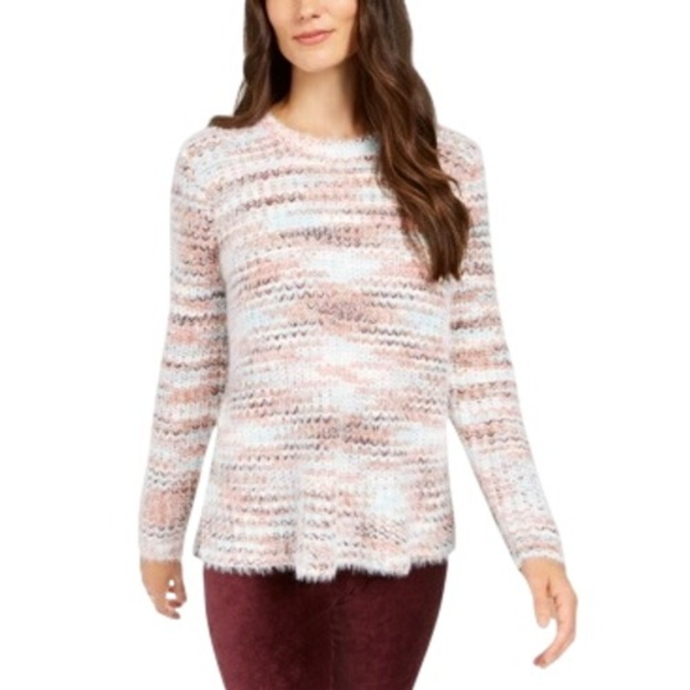 487. Style & Co Women's Marled Fuzzy Sweater Pastel Colors Size Medium